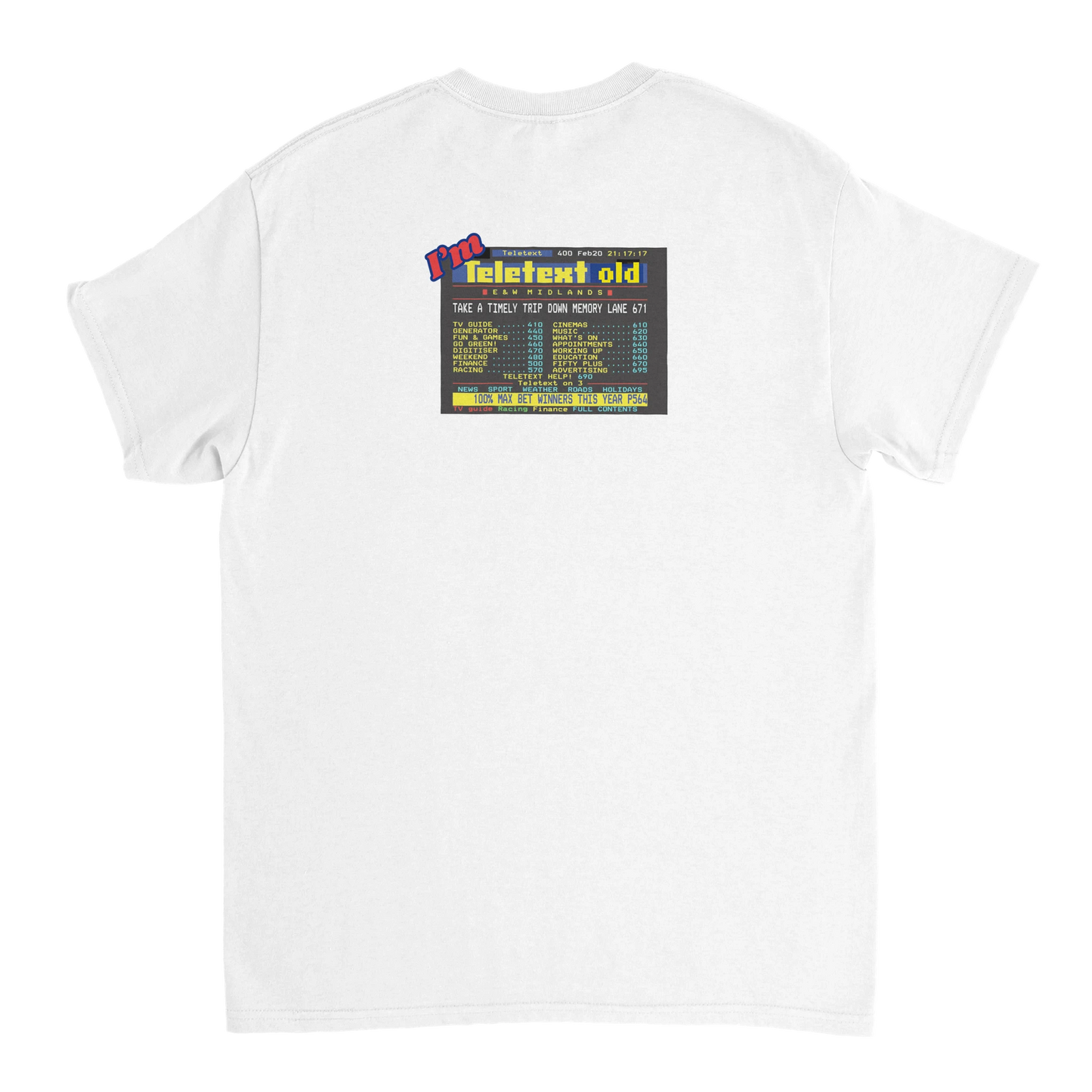 Unisex I;m Teletext Old hoodie, sweatshirt and t-shirt in blue, red, green, grey, black, brown, white, and beige – Serif & Co retro nostalgia clothing