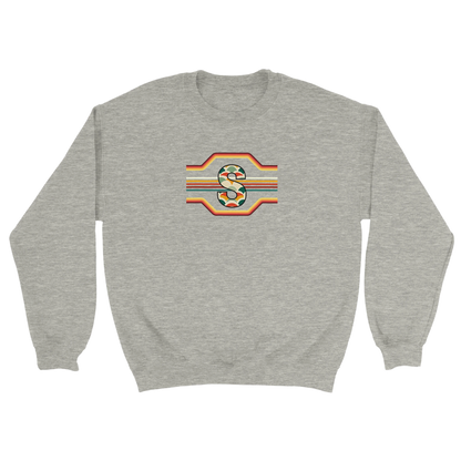 Unisex Retro Monogram hoodie, sweatshirt and t-shirt in blue, red, green, grey, black, brown, white, and beige – Serif & Co personalised retro clothing, 70's Inspired