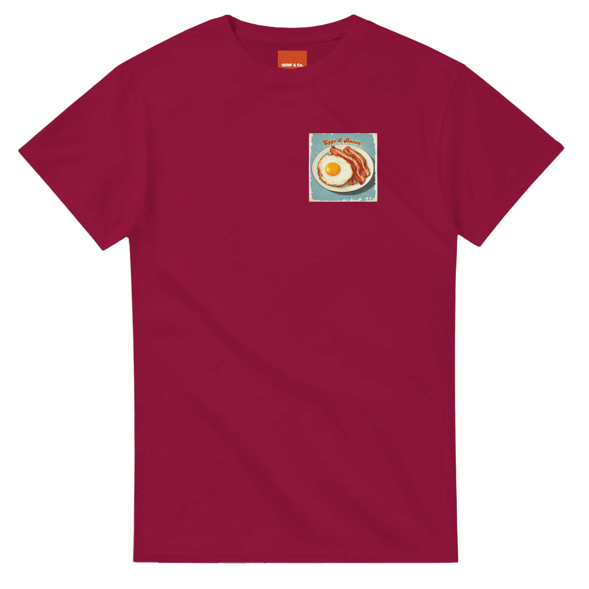 Unisex , retro, vintage,Eggs & Bacon hoodie, sweatshirt and t-shirt in blue, red, green, grey, black, brown, white, and beige – Serif & Co foodie clothing