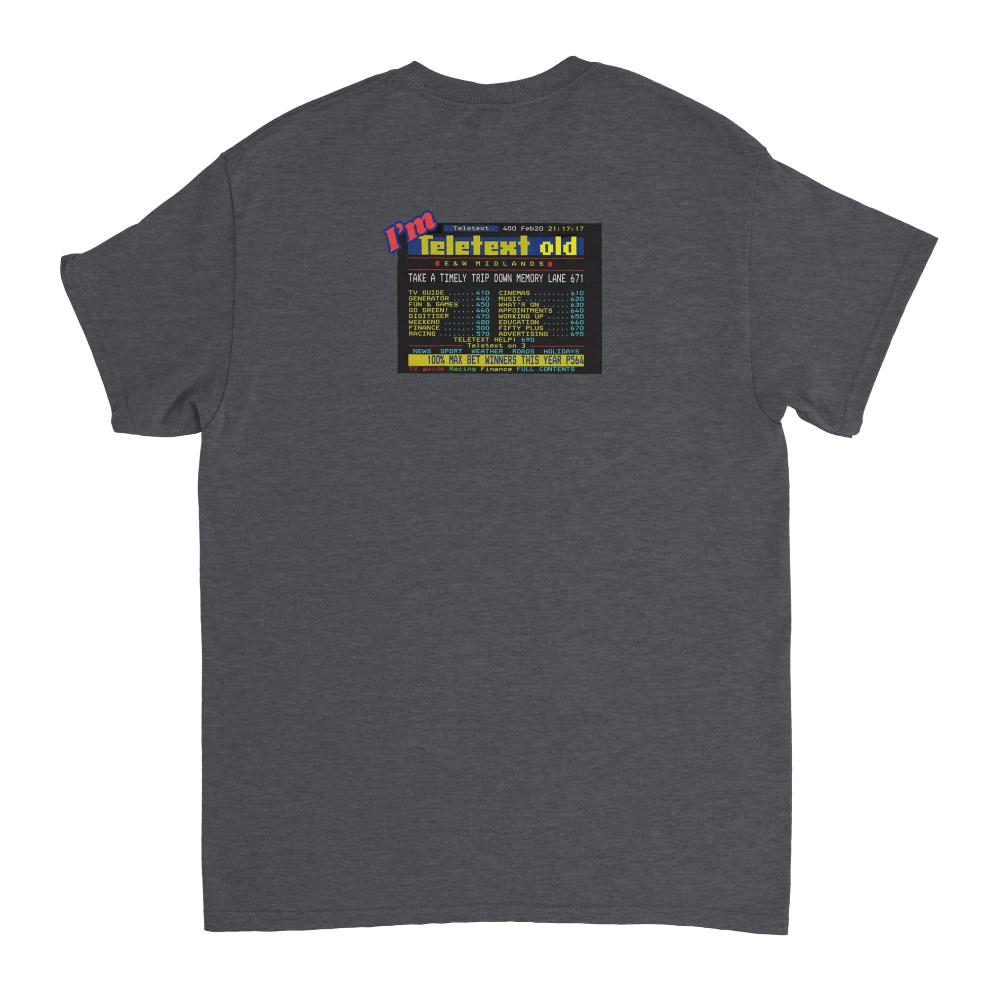 Unisex I;m Teletext Old hoodie, sweatshirt and t-shirt in blue, red, green, grey, black, brown, white, and beige – Serif & Co retro nostalgia clothing