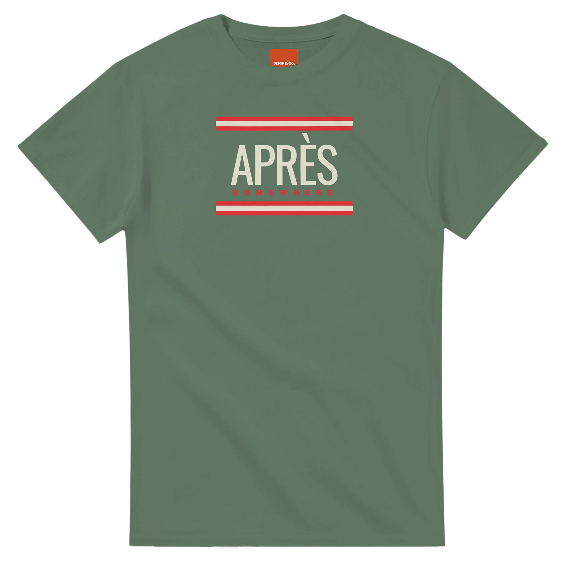 Unisex Après Somewhere hoodie, sweatshirt and t-shirt in blue, red, green, grey, black, brown, white, and beige – Serif & Co après ski clothing