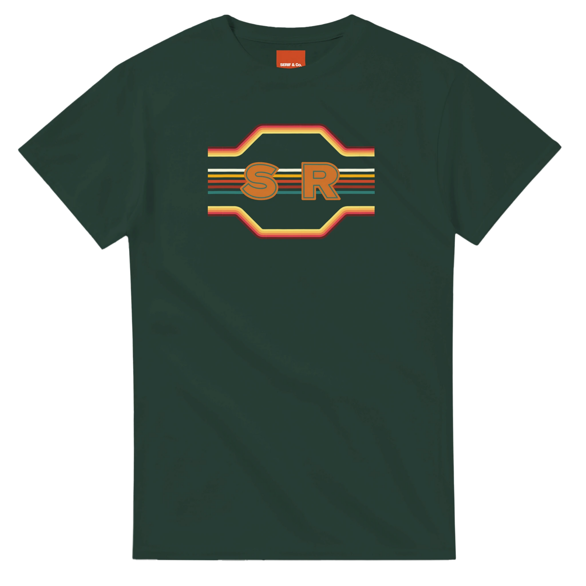 Unisex Retro Monogram hoodie, sweatshirt and t-shirt in blue, red, green, grey, black, brown, white, and beige – Serif & Co personalised retro clothing, 70's Inspired