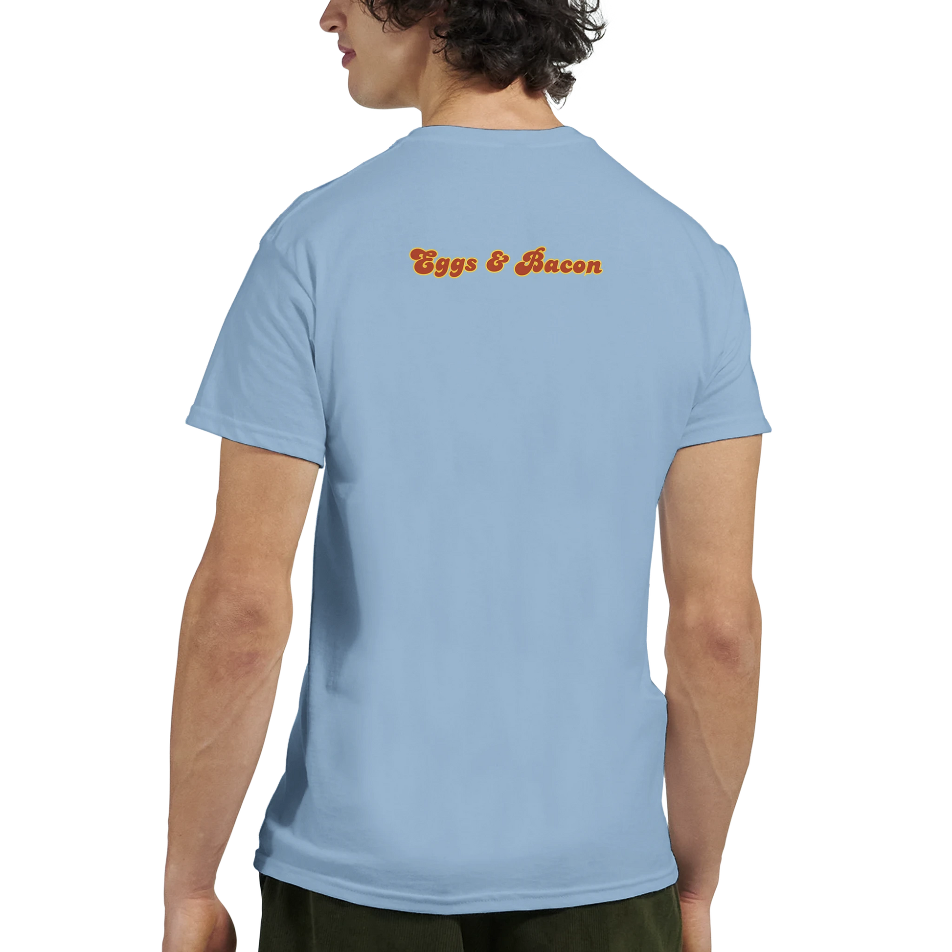 Unisex , retro, vintage,Eggs & Bacon hoodie, sweatshirt and t-shirt in blue, red, green, grey, black, brown, white, and beige – Serif & Co foodie clothing