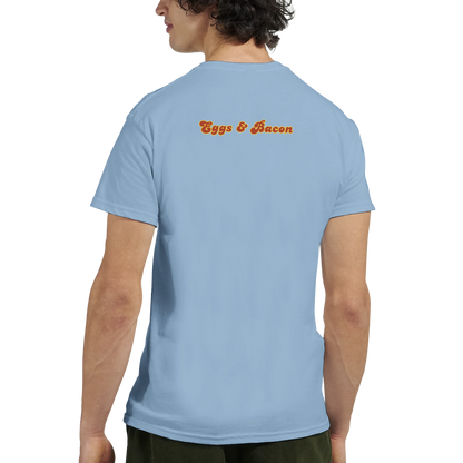 Unisex , retro, vintage,Eggs & Bacon hoodie, sweatshirt and t-shirt in blue, red, green, grey, black, brown, white, and beige – Serif & Co foodie clothing