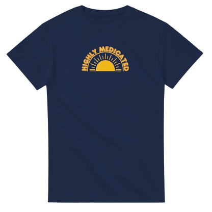 Unisex Highly Medicated hoodie, sweatshirt and t-shirt in blue, red, green, grey, black, brown, white, and beige – Serif & Co slogan clothing