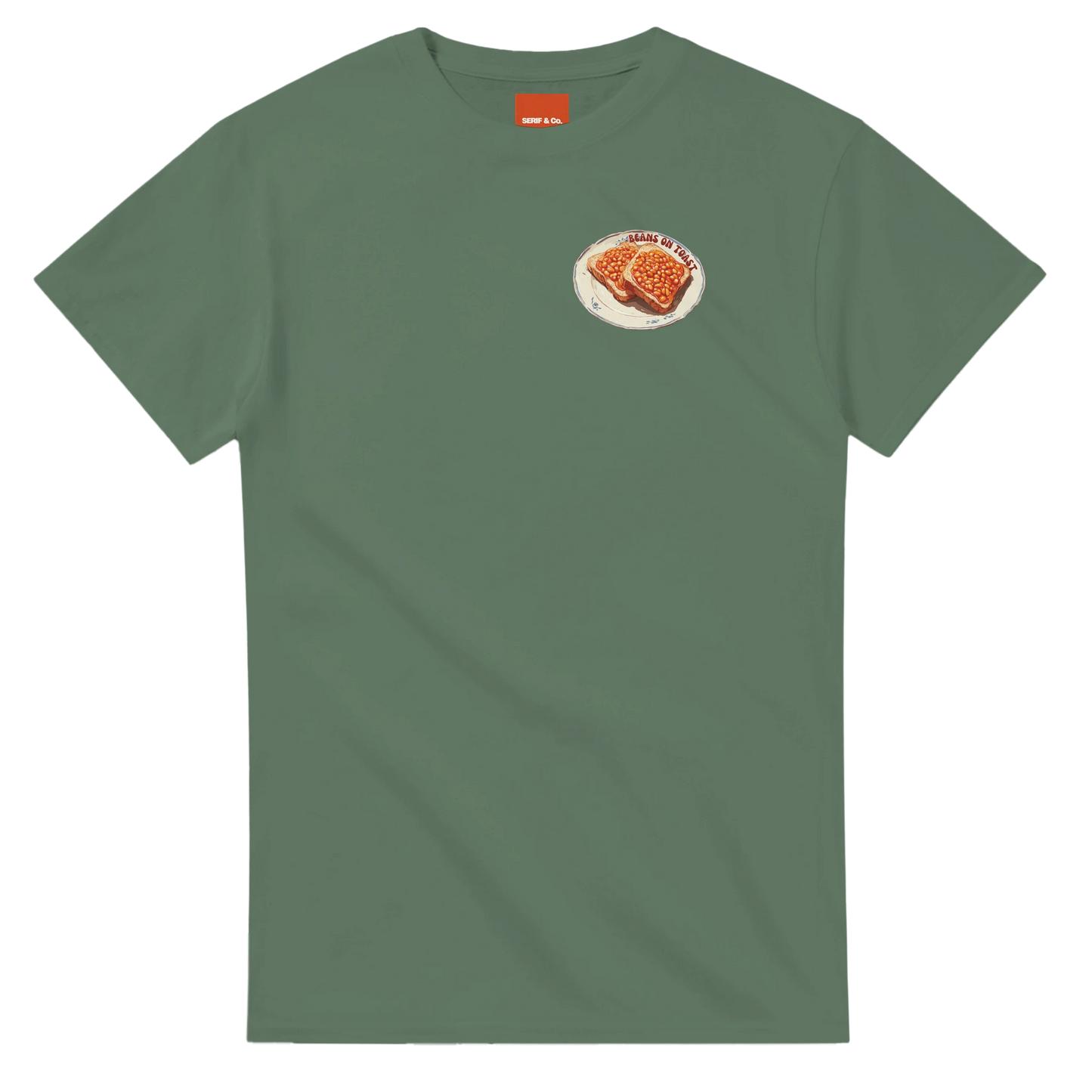 Unisex, retro, vintage style Beans hoodie, sweatshirt and t-shirt in blue, red, green, grey, black, brown, white, and beige – Serif & Co foodie clothing