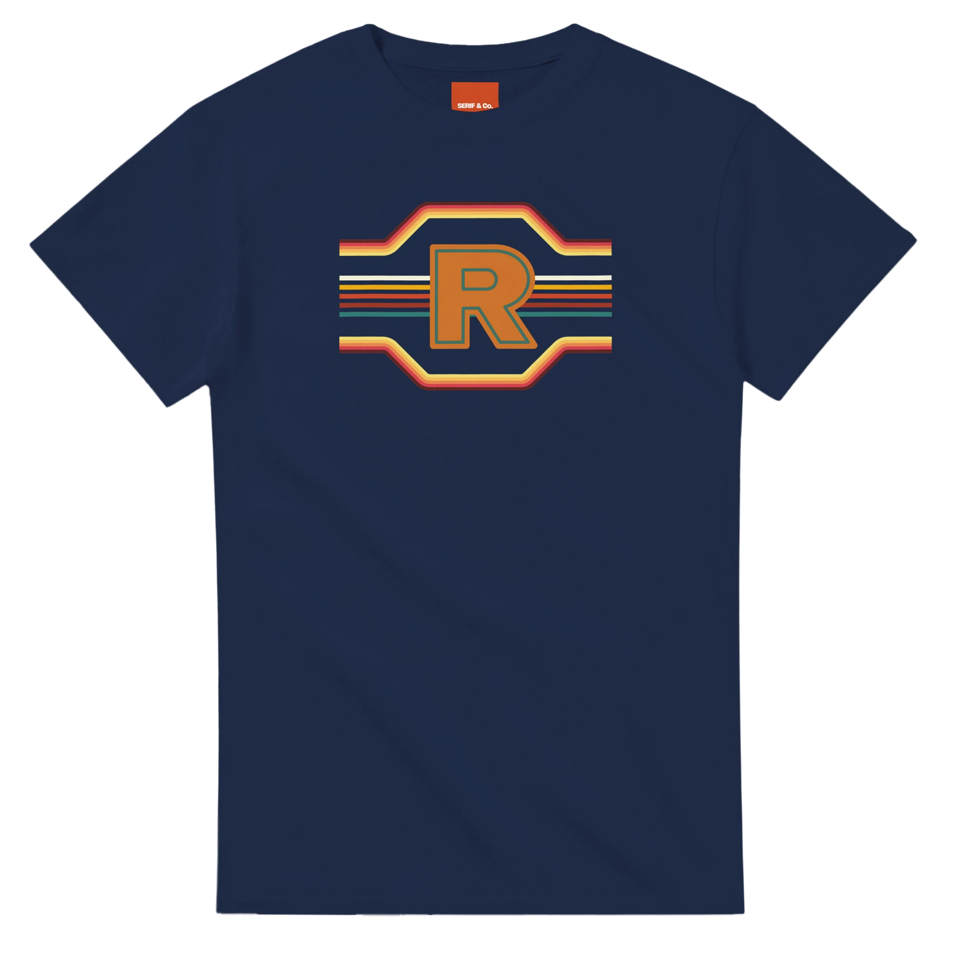 Unisex Retro Monogram hoodie, sweatshirt and t-shirt in blue, red, green, grey, black, brown, white, and beige – Serif & Co personalised retro clothing, 70's Inspired