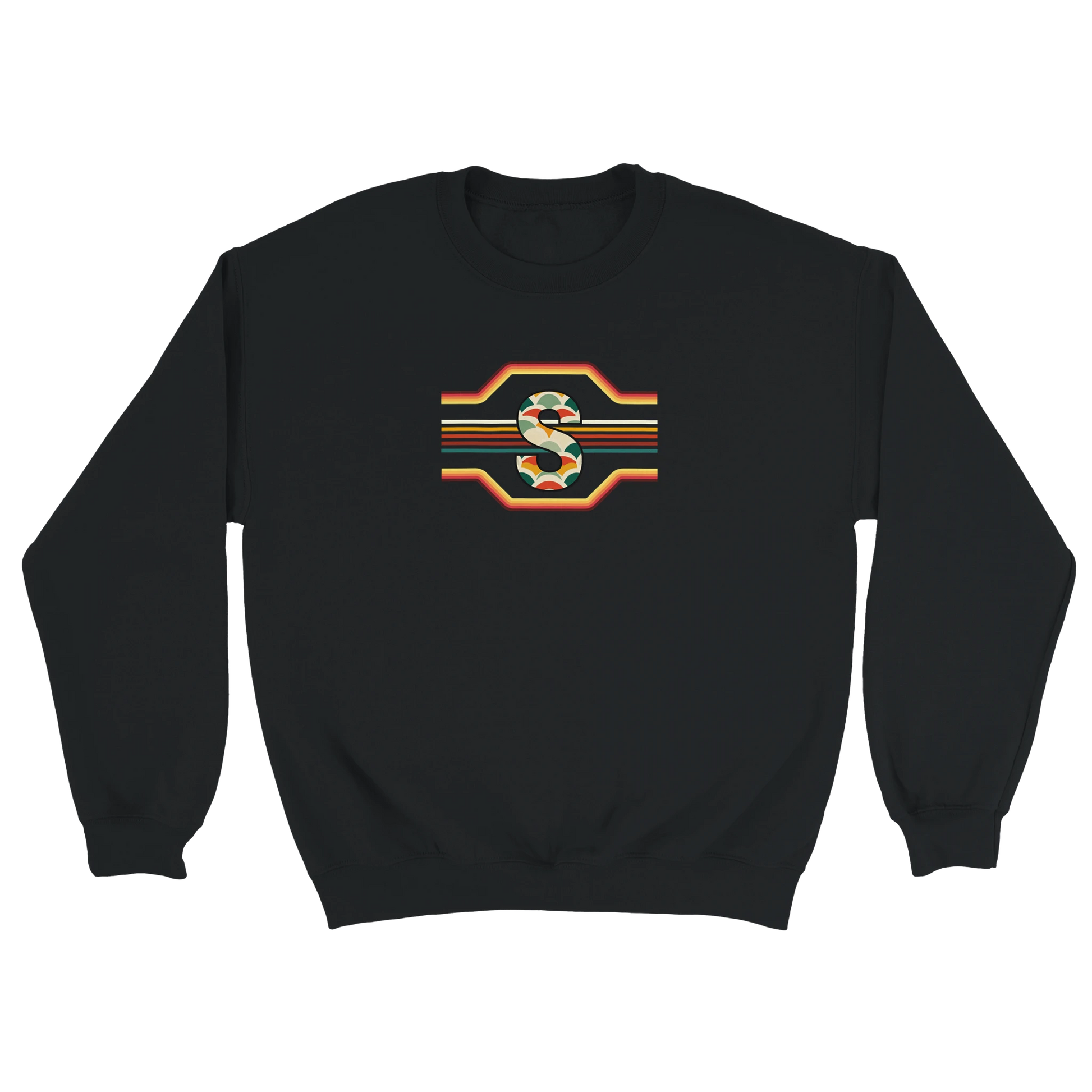 Unisex Retro Monogram hoodie, sweatshirt and t-shirt in blue, red, green, grey, black, brown, white, and beige – Serif & Co personalised retro clothing, 70's Inspired