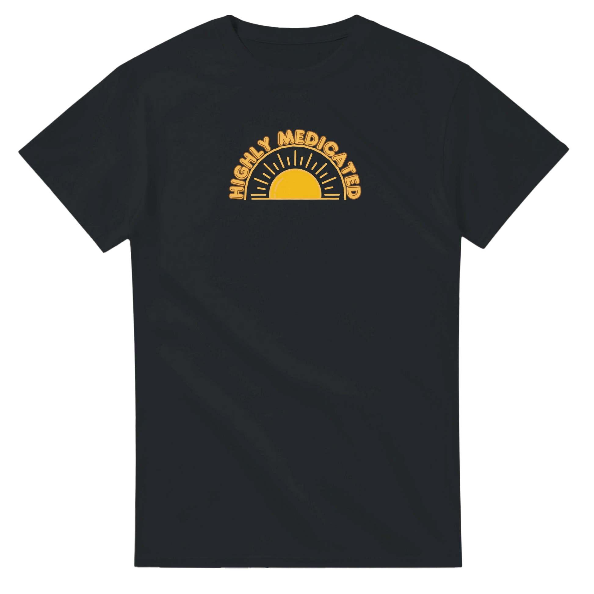 Unisex Highly Medicated hoodie, sweatshirt and t-shirt in blue, red, green, grey, black, brown, white, and beige – Serif & Co slogan clothing