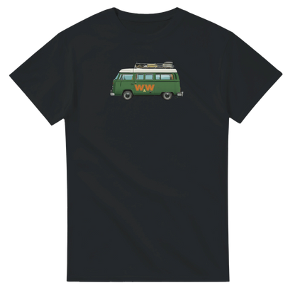 Unisex Couples Vintage Campervan hoodie, sweatshirt and t-shirt in blue, red, green, grey, black, brown, white, and beige – Serif & Co campervan couples clothing