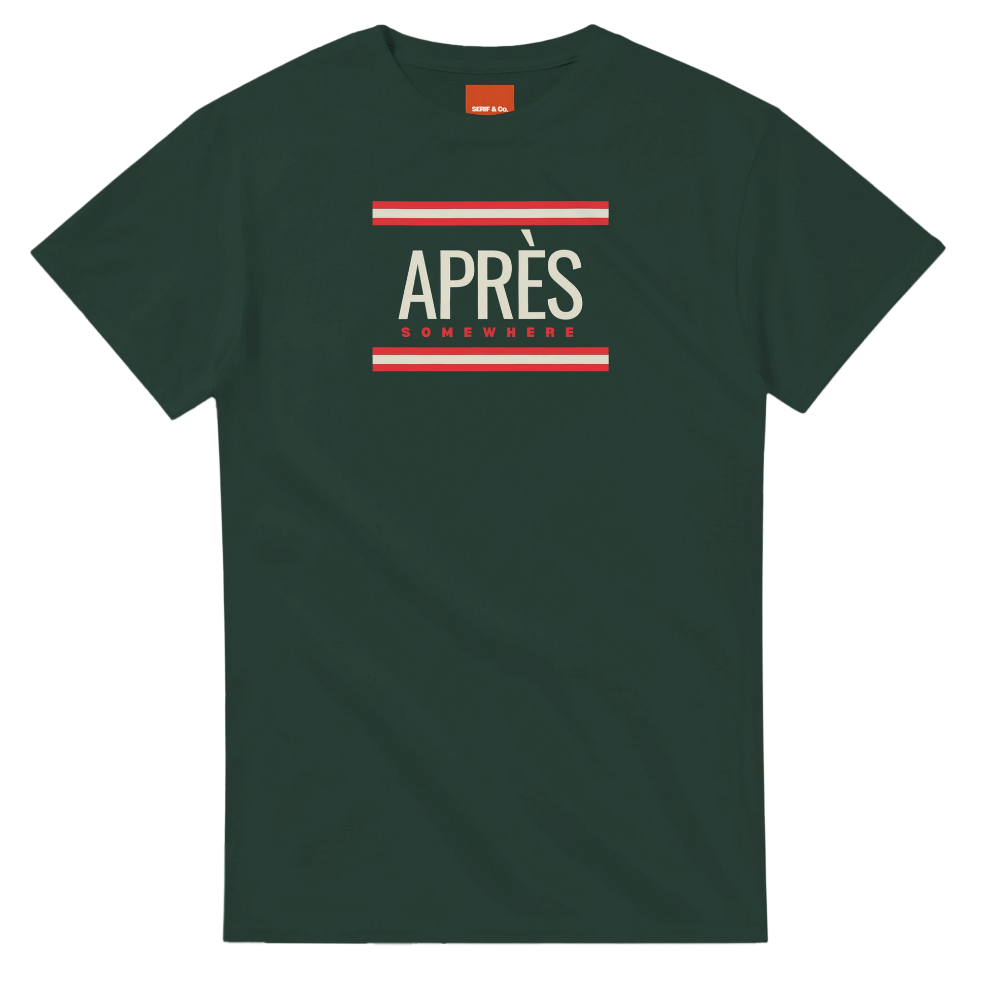 Unisex Après Somewhere hoodie, sweatshirt and t-shirt in blue, red, green, grey, black, brown, white, and beige – Serif & Co après ski clothing