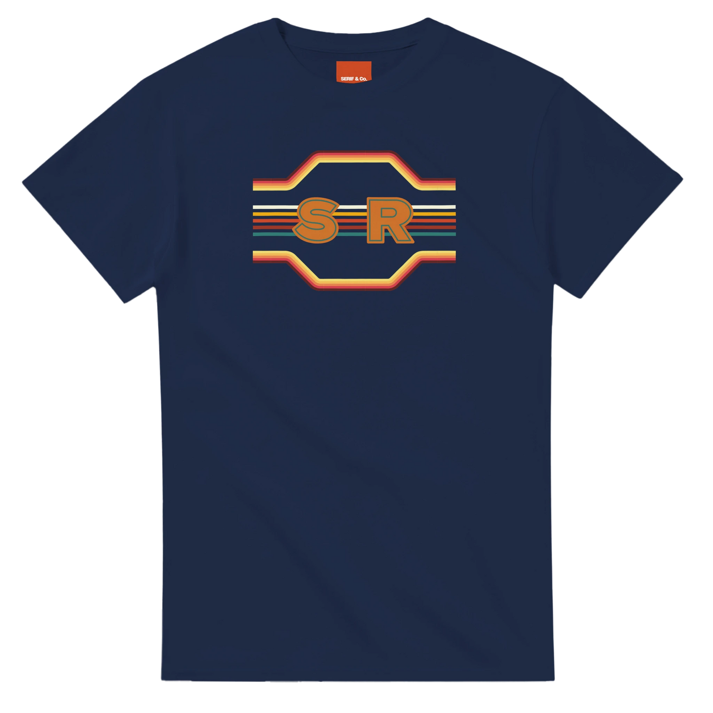 Unisex Retro Monogram hoodie, sweatshirt and t-shirt in blue, red, green, grey, black, brown, white, and beige – Serif & Co personalised retro clothing, 70's Inspired