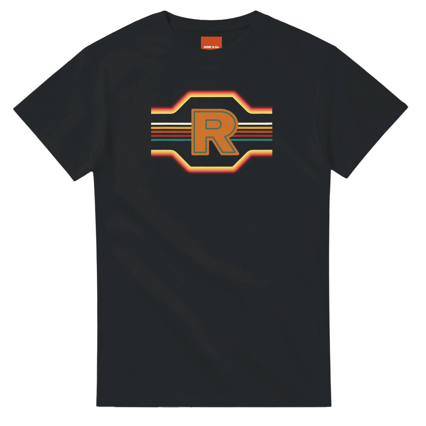 Unisex Retro Monogram hoodie, sweatshirt and t-shirt in blue, red, green, grey, black, brown, white, and beige – Serif & Co personalised retro clothing, 70's Inspired