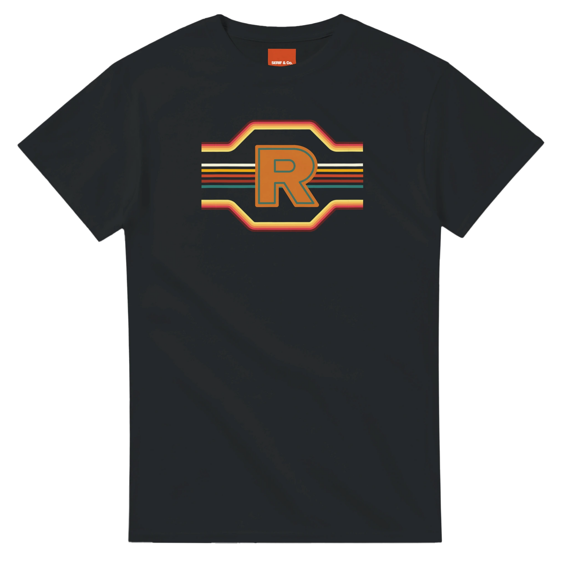 Unisex Retro Monogram hoodie, sweatshirt and t-shirt in blue, red, green, grey, black, brown, white, and beige – Serif & Co personalised retro clothing, 70's Inspired