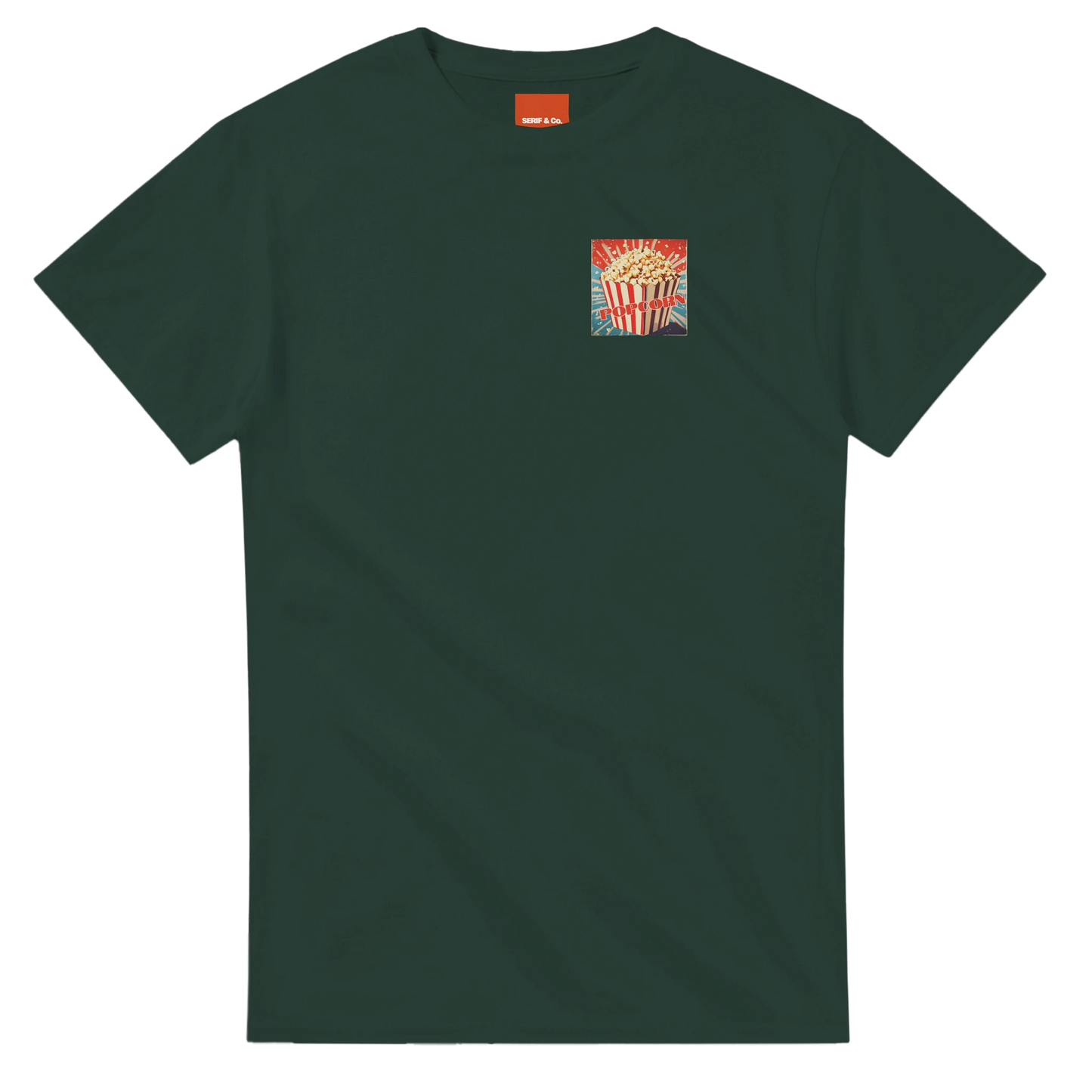 Unisex , retro, Popcorn hoodie, sweatshirt and t-shirt in blue, red, green, grey, black, brown, white, and beige – Serif & Co retro foodie clothing