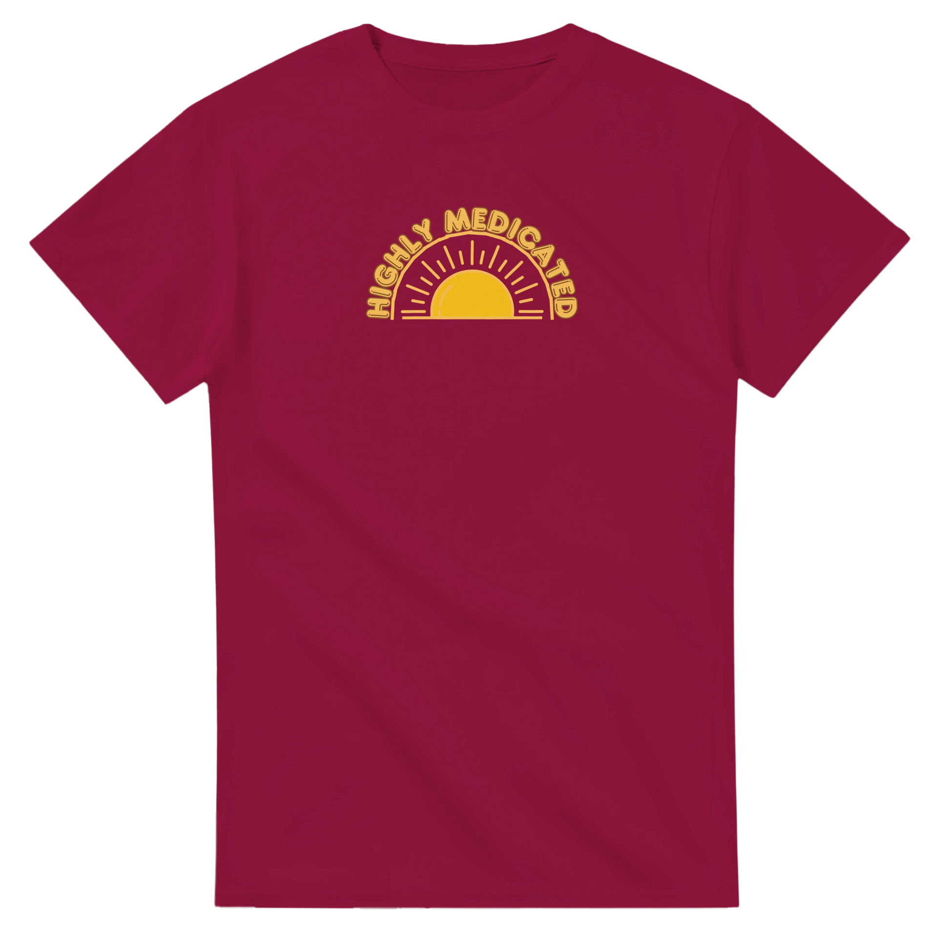 Unisex Highly Medicated hoodie, sweatshirt and t-shirt in blue, red, green, grey, black, brown, white, and beige – Serif & Co slogan clothing