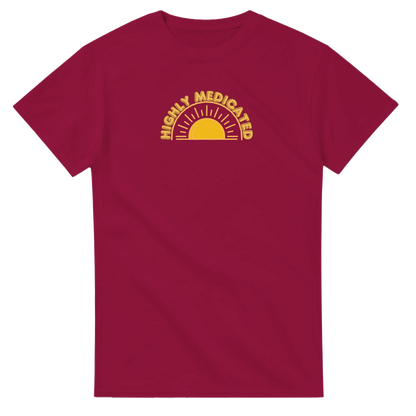 Unisex Highly Medicated hoodie, sweatshirt and t-shirt in blue, red, green, grey, black, brown, white, and beige – Serif & Co slogan clothing