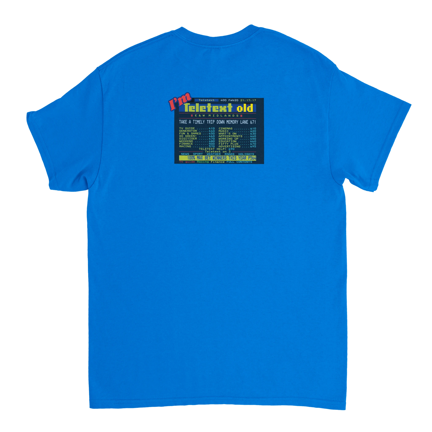 Unisex I;m Teletext Old hoodie, sweatshirt and t-shirt in blue, red, green, grey, black, brown, white, and beige – Serif & Co retro nostalgia clothing