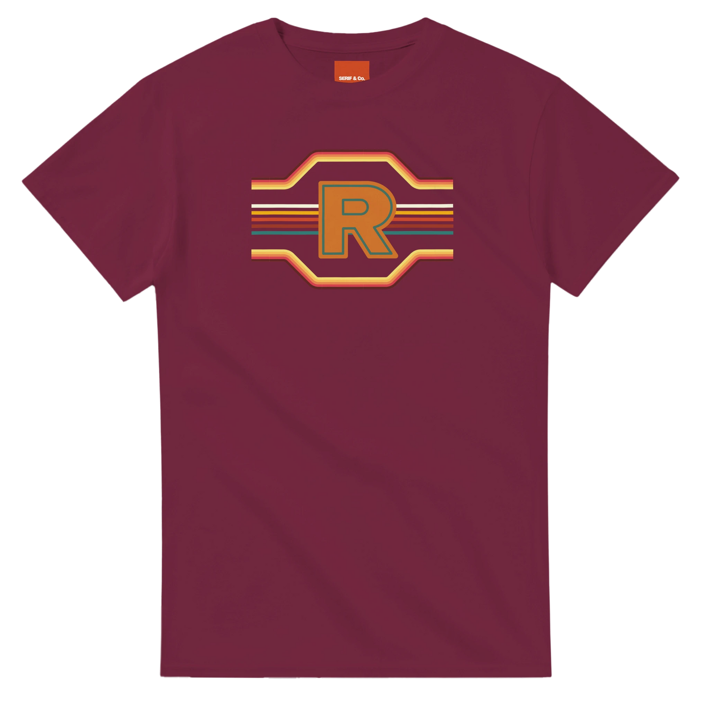 Unisex Retro Monogram hoodie, sweatshirt and t-shirt in blue, red, green, grey, black, brown, white, and beige – Serif & Co personalised retro clothing, 70's Inspired