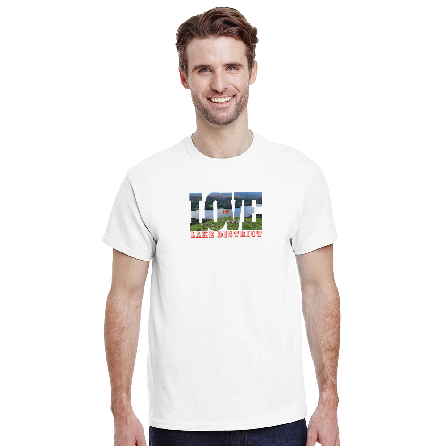 Unisex Love the Lake District hoodie, sweatshirt and t-shirt in blue, red, green, grey, black, brown, white, and beige – Serif & Co Lake District clothing