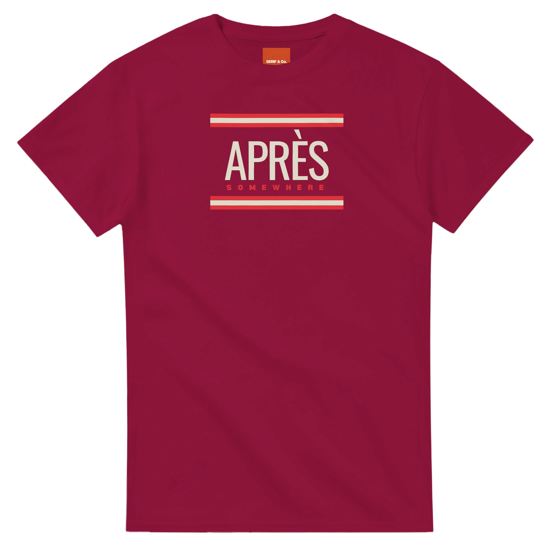 Unisex Après Somewhere hoodie, sweatshirt and t-shirt in blue, red, green, grey, black, brown, white, and beige – Serif & Co après ski clothing