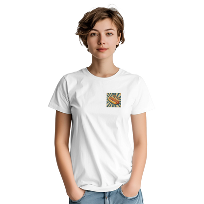 Unisex, retro, vintage style Hotdog hoodie, sweatshirt and t-shirt in blue, red, green, grey, black, brown, white, and beige – Serif & Co foodie clothing