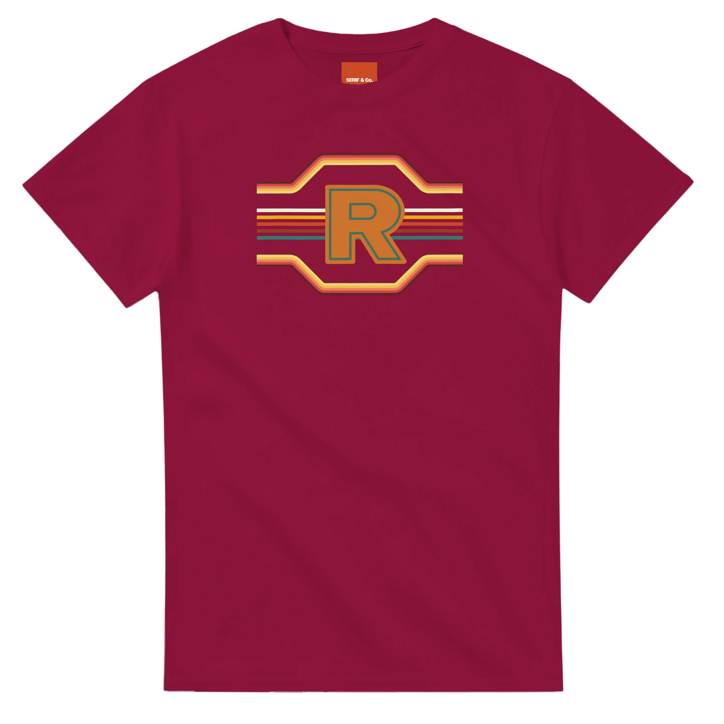 Unisex Retro Monogram hoodie, sweatshirt and t-shirt in blue, red, green, grey, black, brown, white, and beige – Serif & Co personalised retro clothing, 70's Inspired