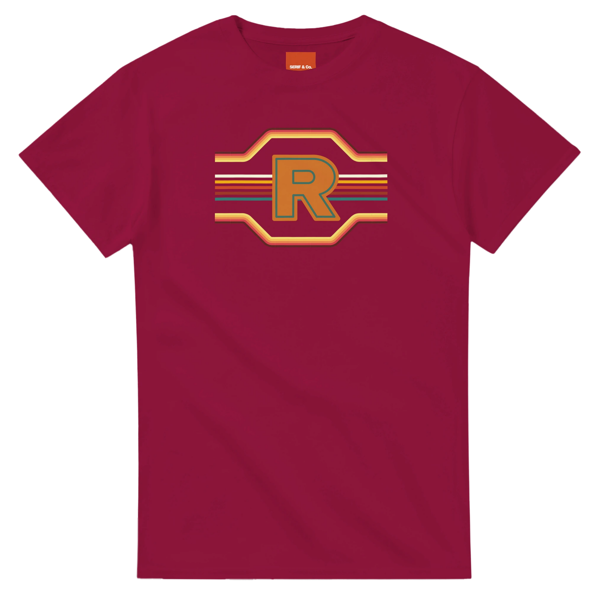 Unisex Retro Monogram hoodie, sweatshirt and t-shirt in blue, red, green, grey, black, brown, white, and beige – Serif & Co personalised retro clothing, 70's Inspired