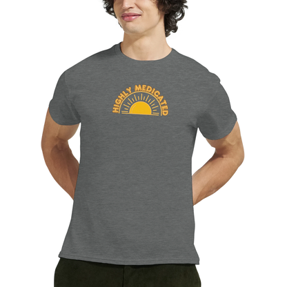 Unisex Highly Medicated hoodie, sweatshirt and t-shirt in blue, red, green, grey, black, brown, white, and beige – Serif & Co slogan clothing