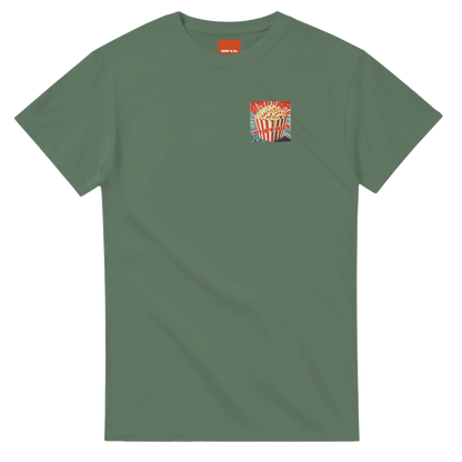 Unisex , retro, Popcorn hoodie, sweatshirt and t-shirt in blue, red, green, grey, black, brown, white, and beige – Serif & Co retro foodie clothing