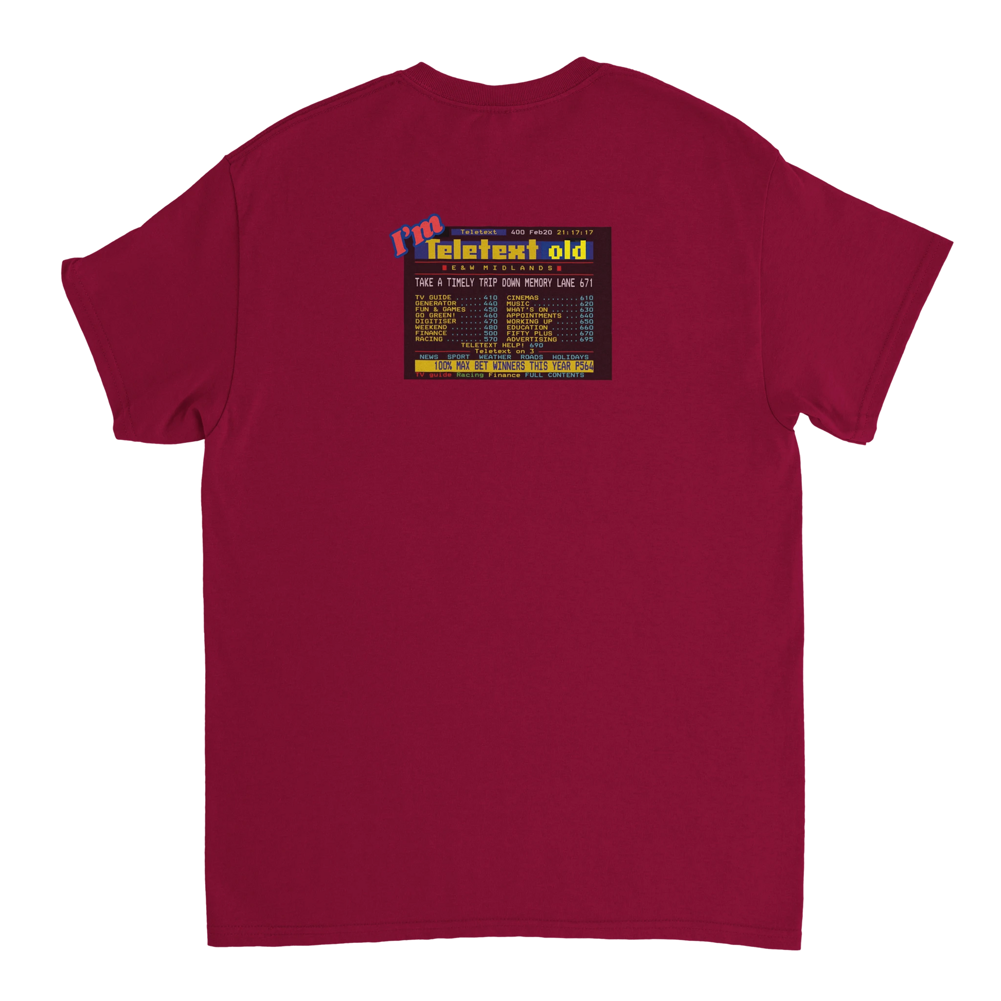 Unisex I;m Teletext Old hoodie, sweatshirt and t-shirt in blue, red, green, grey, black, brown, white, and beige – Serif & Co retro nostalgia clothing