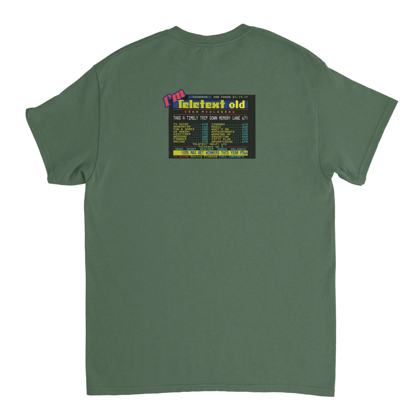 Unisex I;m Teletext Old hoodie, sweatshirt and t-shirt in blue, red, green, grey, black, brown, white, and beige – Serif & Co retro nostalgia clothing