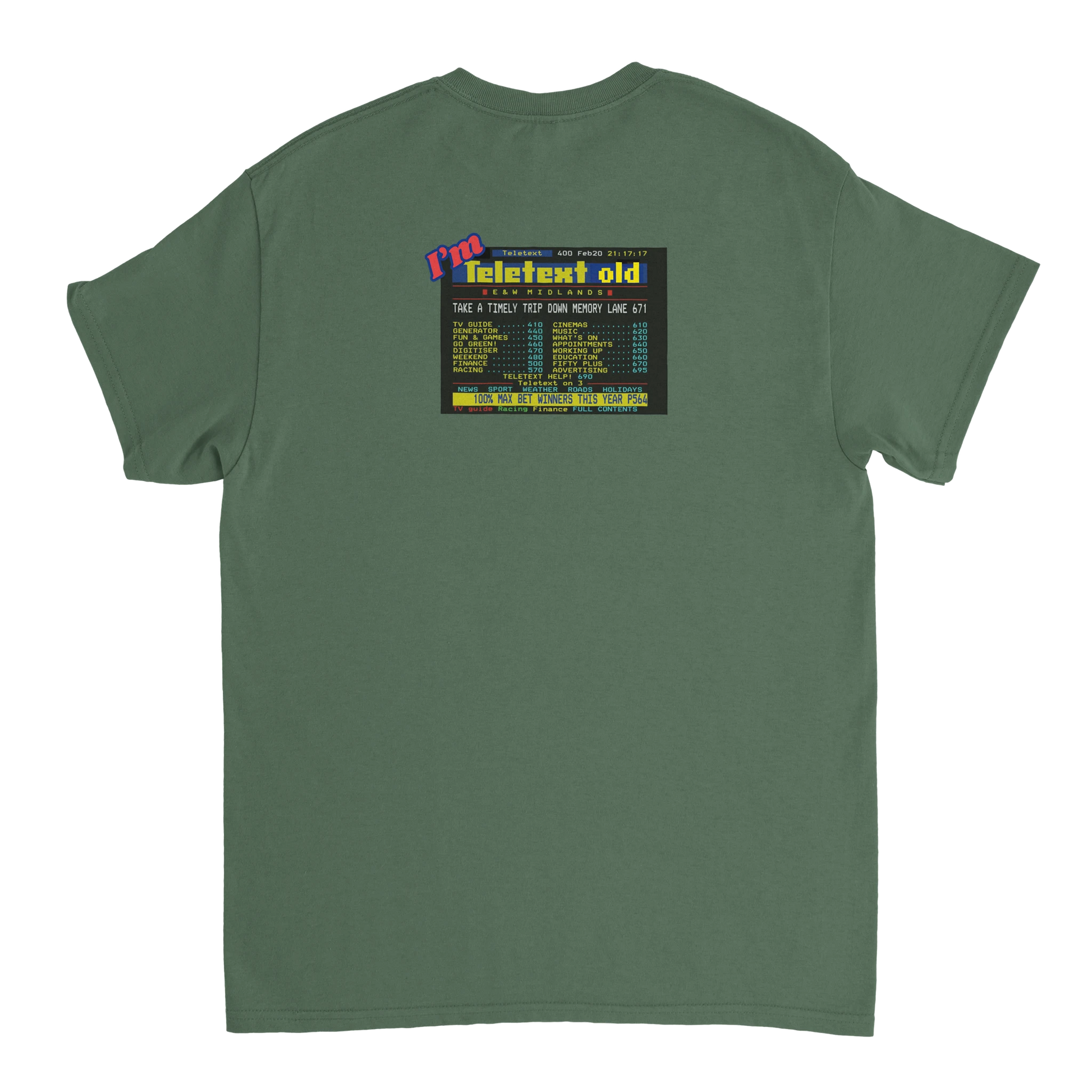 Unisex I;m Teletext Old hoodie, sweatshirt and t-shirt in blue, red, green, grey, black, brown, white, and beige – Serif & Co retro nostalgia clothing