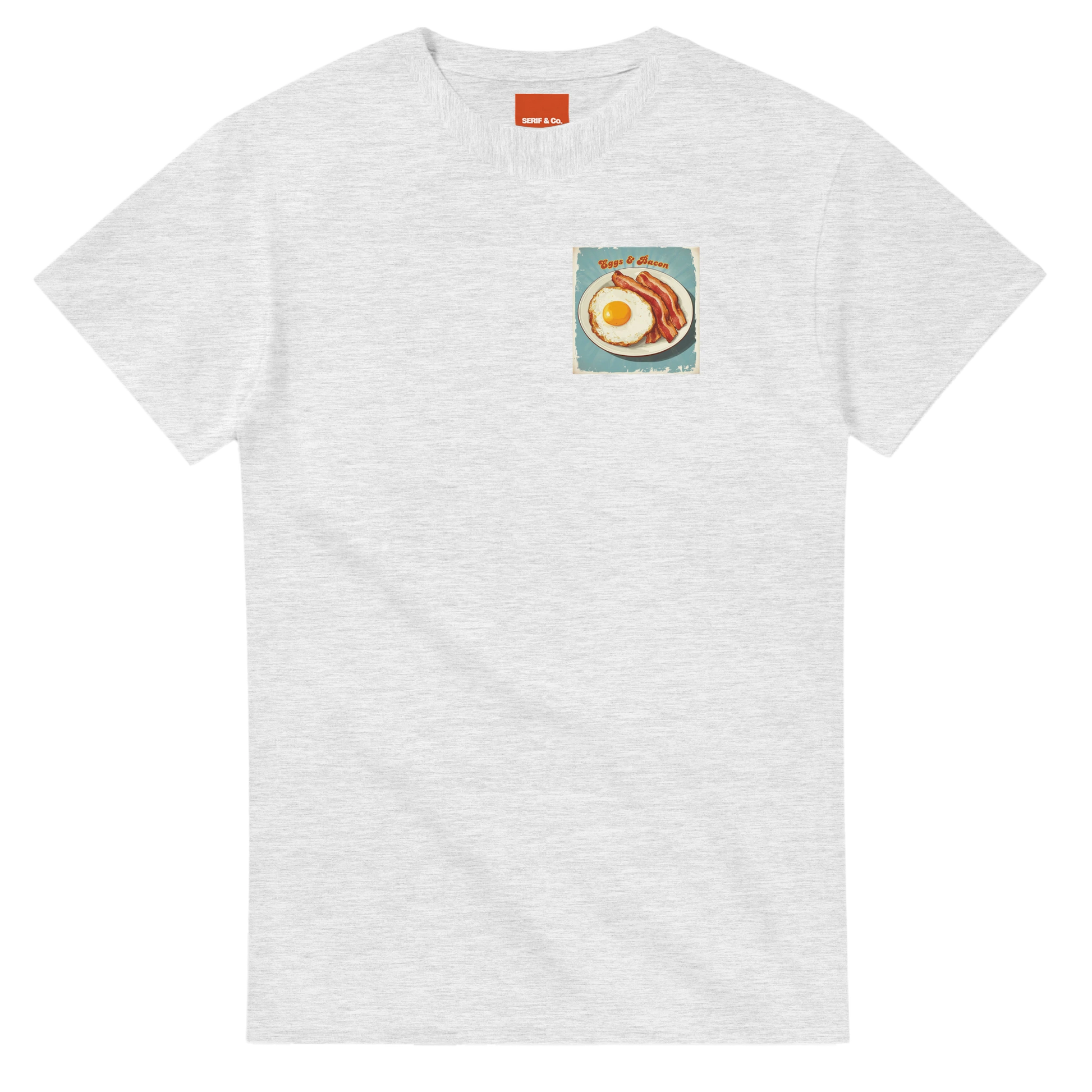 Unisex , retro, vintage,Eggs & Bacon hoodie, sweatshirt and t-shirt in blue, red, green, grey, black, brown, white, and beige – Serif & Co foodie clothing