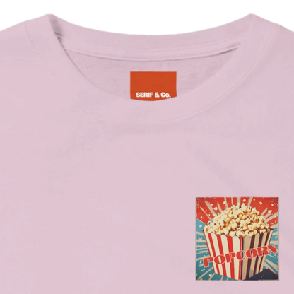 Unisex , retro, Popcorn hoodie, sweatshirt and t-shirt in blue, red, green, grey, black, brown, white, and beige – Serif & Co retro foodie clothing