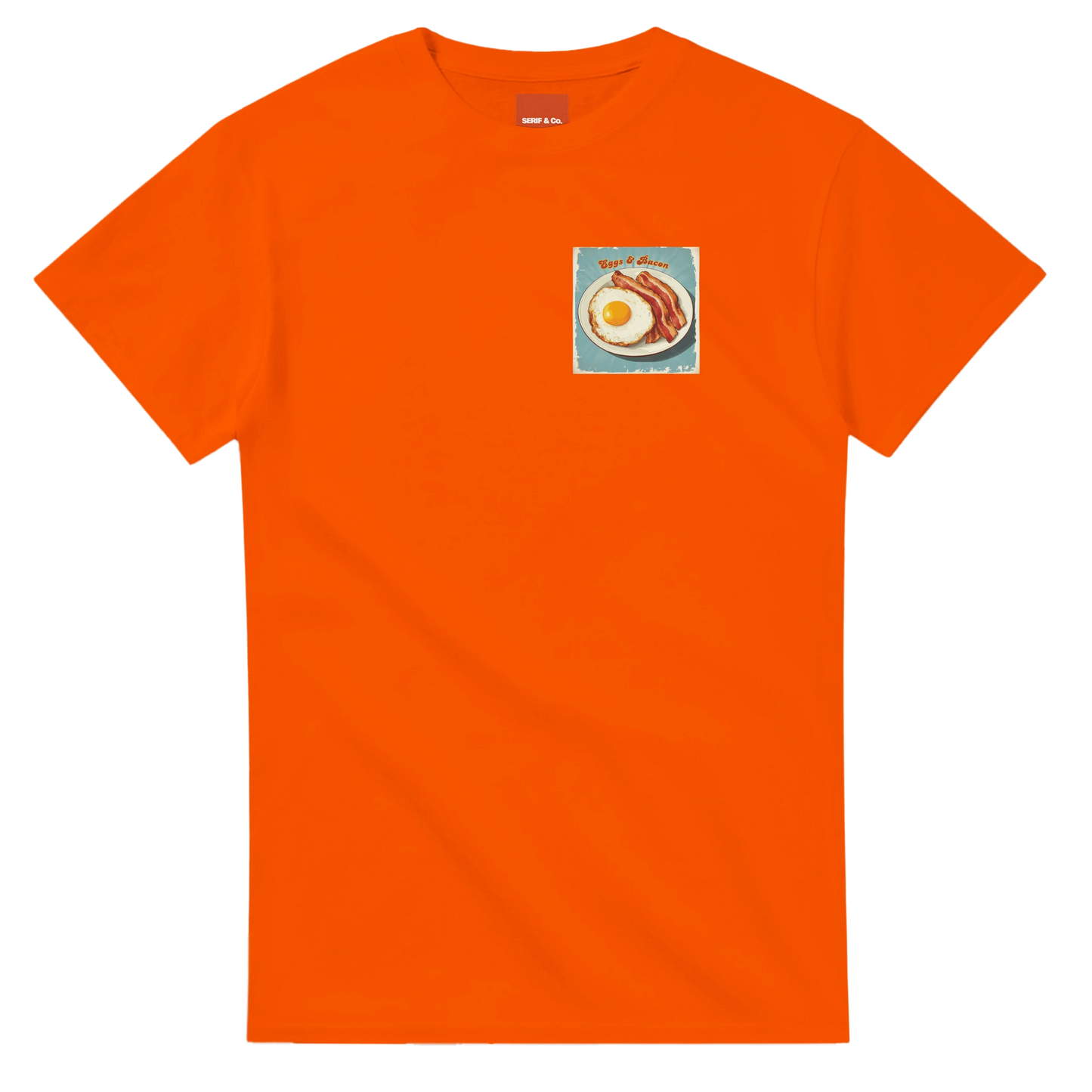 Unisex , retro, vintage,Eggs & Bacon hoodie, sweatshirt and t-shirt in blue, red, green, grey, black, brown, white, and beige – Serif & Co foodie clothing