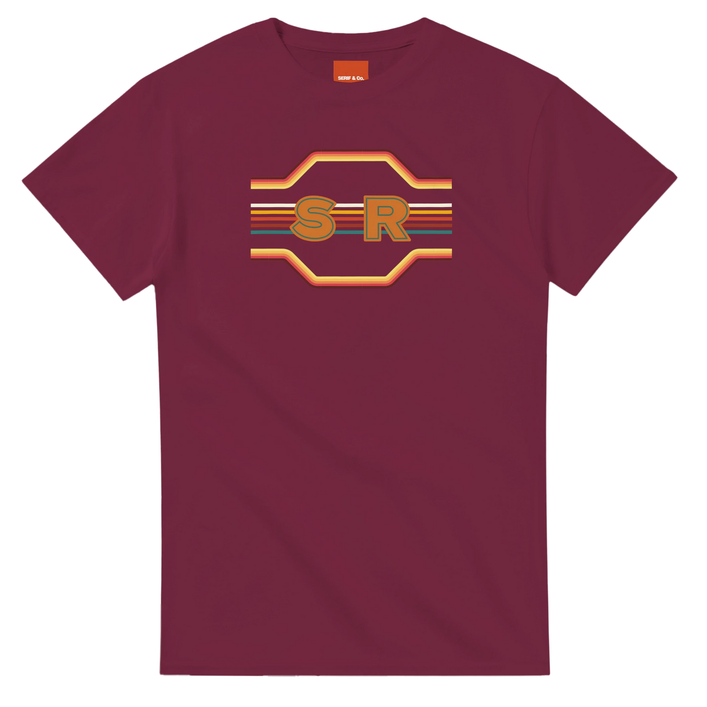 Unisex Retro Monogram hoodie, sweatshirt and t-shirt in blue, red, green, grey, black, brown, white, and beige – Serif & Co personalised retro clothing, 70's Inspired