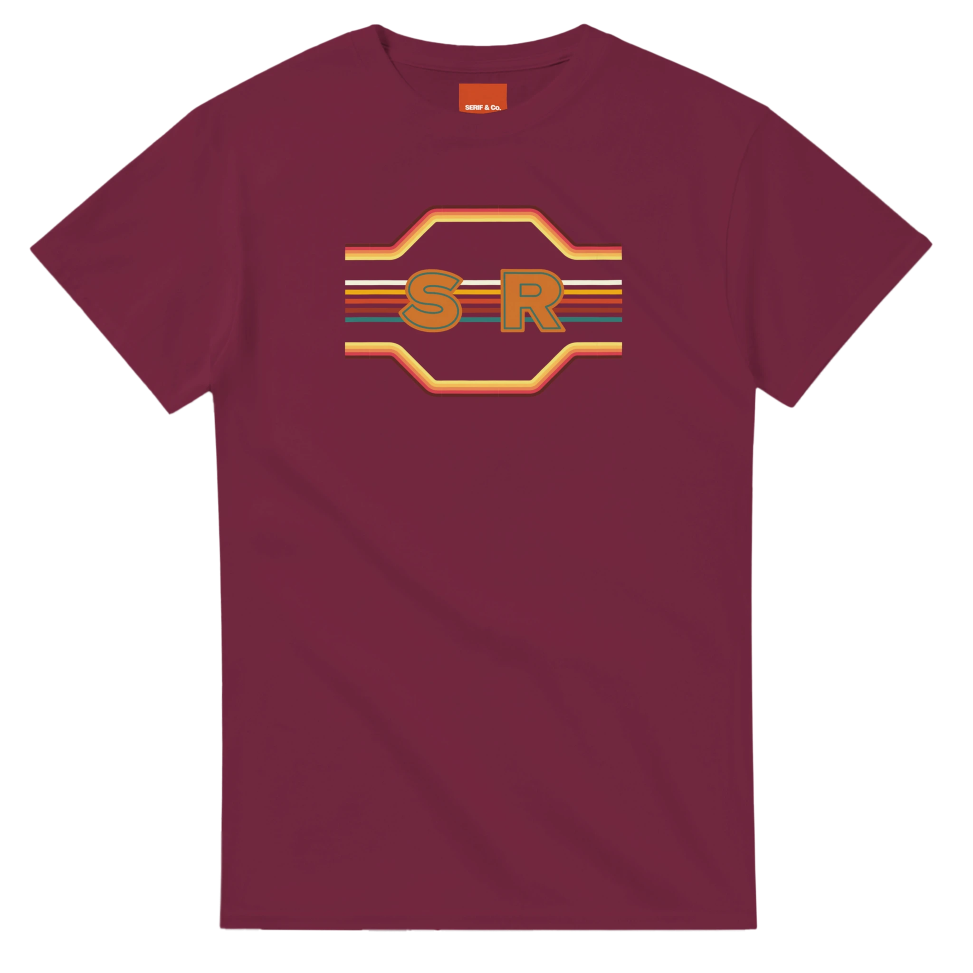 Unisex Retro Monogram hoodie, sweatshirt and t-shirt in blue, red, green, grey, black, brown, white, and beige – Serif & Co personalised retro clothing, 70's Inspired