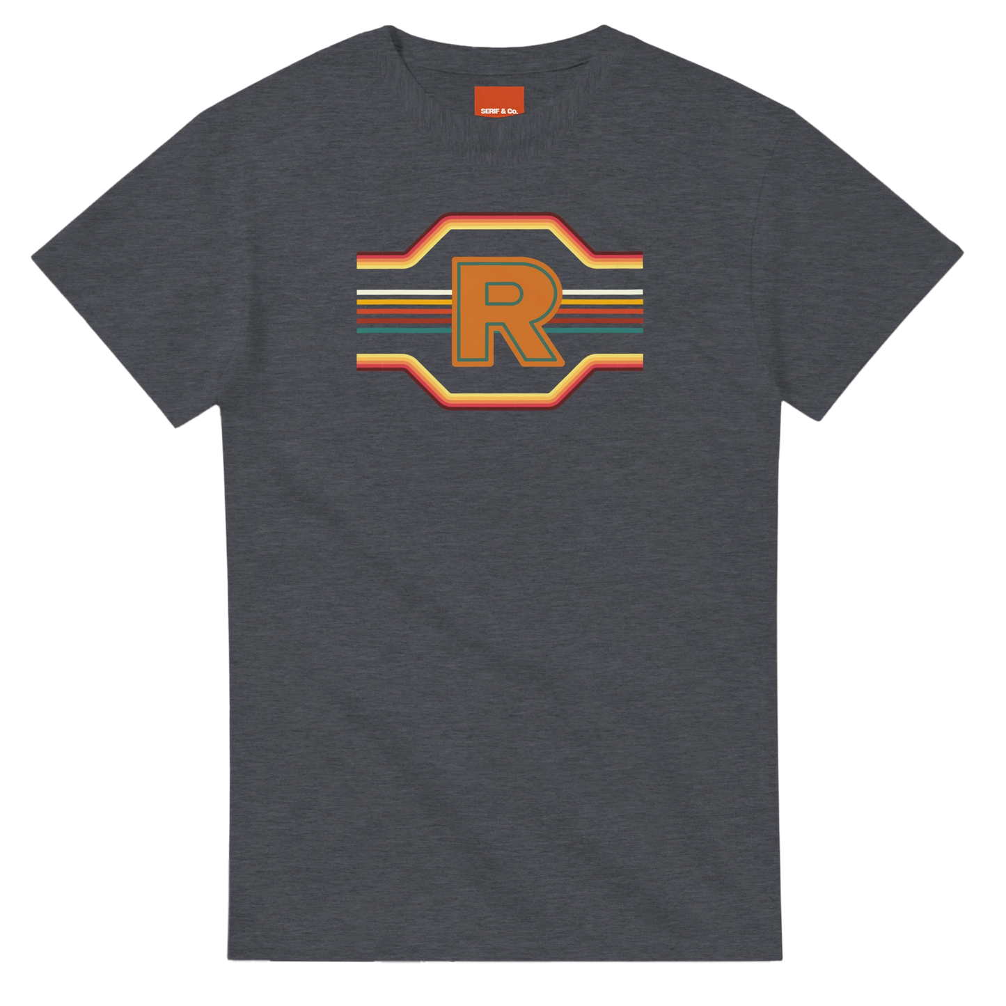 Unisex Retro Monogram hoodie, sweatshirt and t-shirt in blue, red, green, grey, black, brown, white, and beige – Serif & Co personalised retro clothing, 70's Inspired