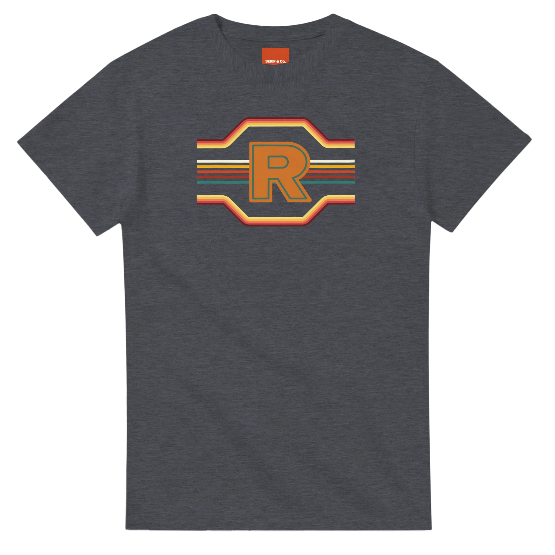 Unisex Retro Monogram hoodie, sweatshirt and t-shirt in blue, red, green, grey, black, brown, white, and beige – Serif & Co personalised retro clothing, 70's Inspired