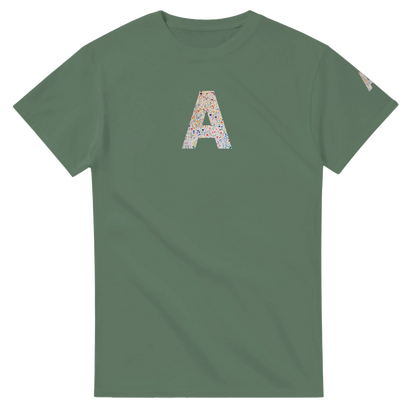 Unisex Wildflower Initials hoodie, personalised, personalise,, sweatshirt and t-shirt in blue, red, green, grey, black, brown, white, and beige – Serif & Co personalised wildflower clothing