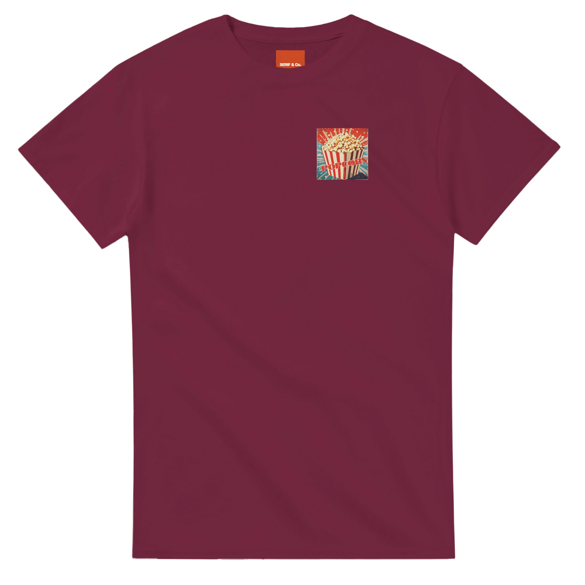 Unisex , retro, Popcorn hoodie, sweatshirt and t-shirt in blue, red, green, grey, black, brown, white, and beige – Serif & Co retro foodie clothing